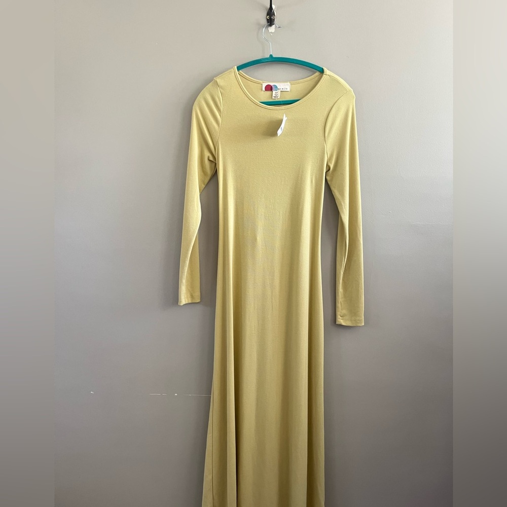 Free People FP Beach Aubre. Maxi Dress Long Sleeve Open back Yellow Boho‎ - Picture 5 of 8